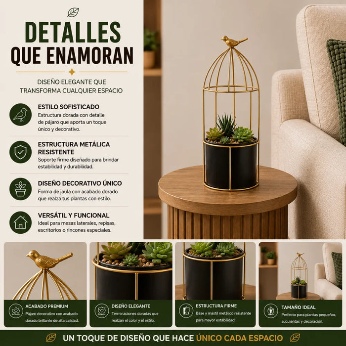 Macetero Metalico Con Pedestal Decorativo Plantas Suculentas