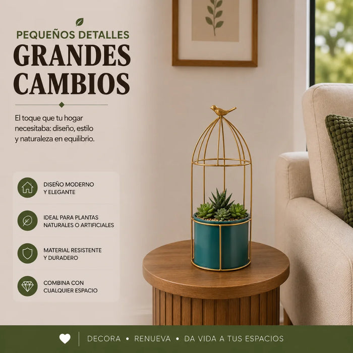 Macetero Metalico Con Pedestal Decorativo Plantas Suculentas