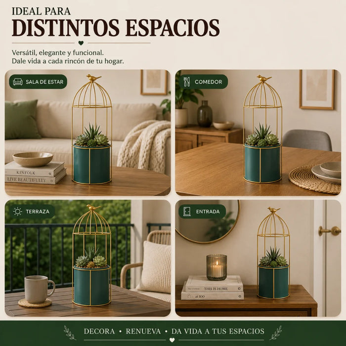 Macetero Metalico Con Pedestal Decorativo Plantas Suculentas