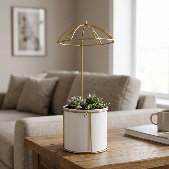 Macetero Metalico Con Pedestal Decorativo Plantas Suculentas