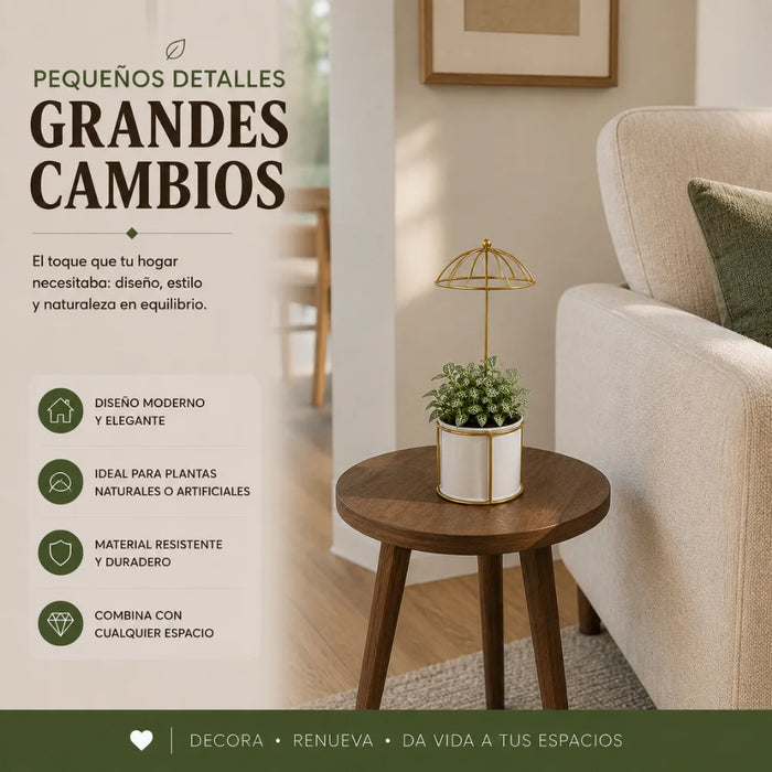 Macetero Metalico Con Pedestal Decorativo Plantas Suculentas