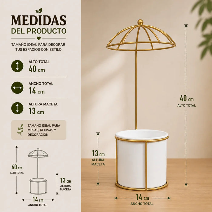 Macetero Metalico Con Pedestal Decorativo Plantas Suculentas