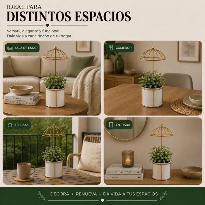 Macetero Metalico Con Pedestal Decorativo Plantas Suculentas