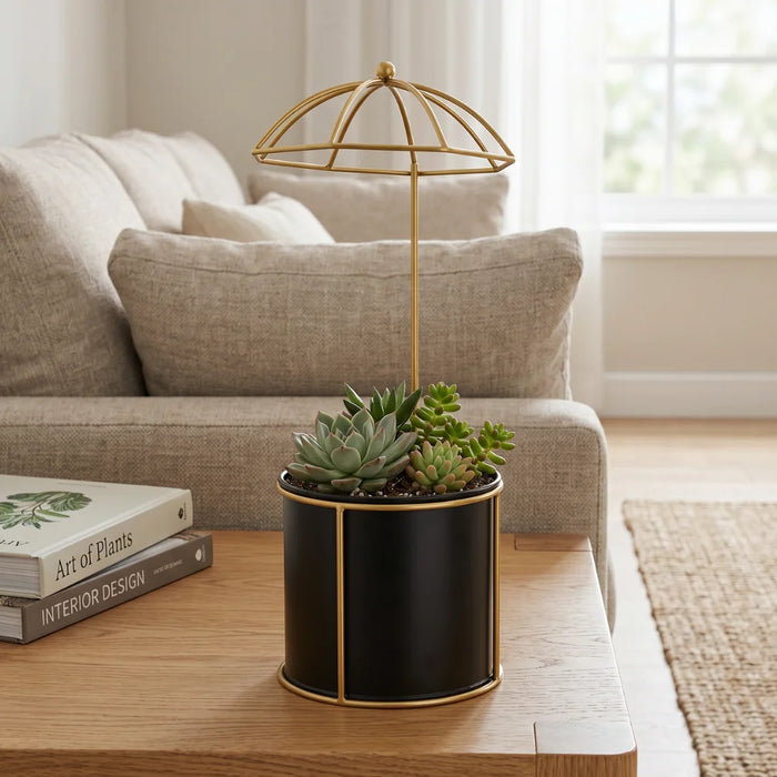 Macetero Metalico Con Pedestal Decorativo Plantas Suculentas