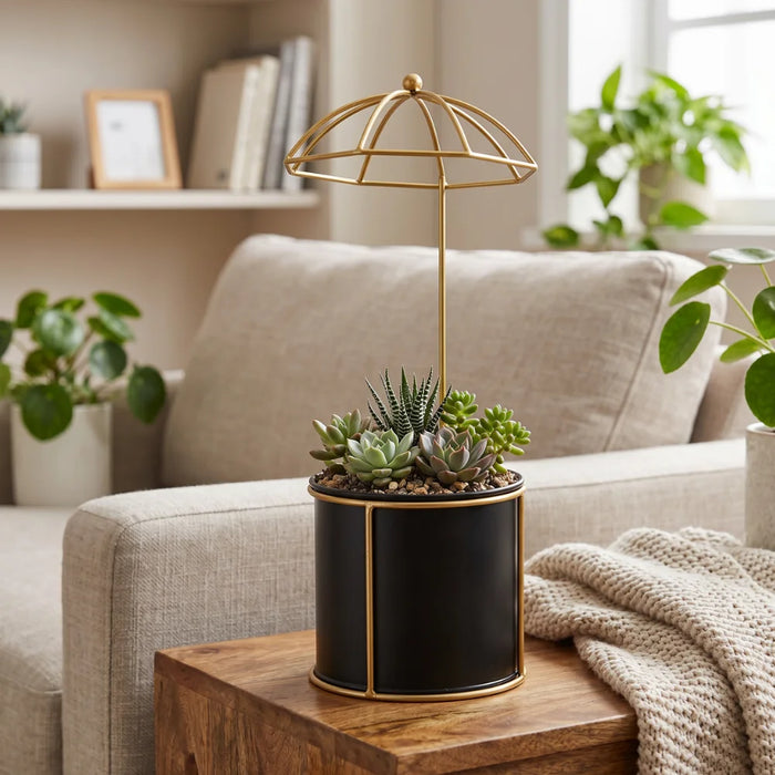 Macetero Metalico Con Pedestal Decorativo Plantas Suculentas