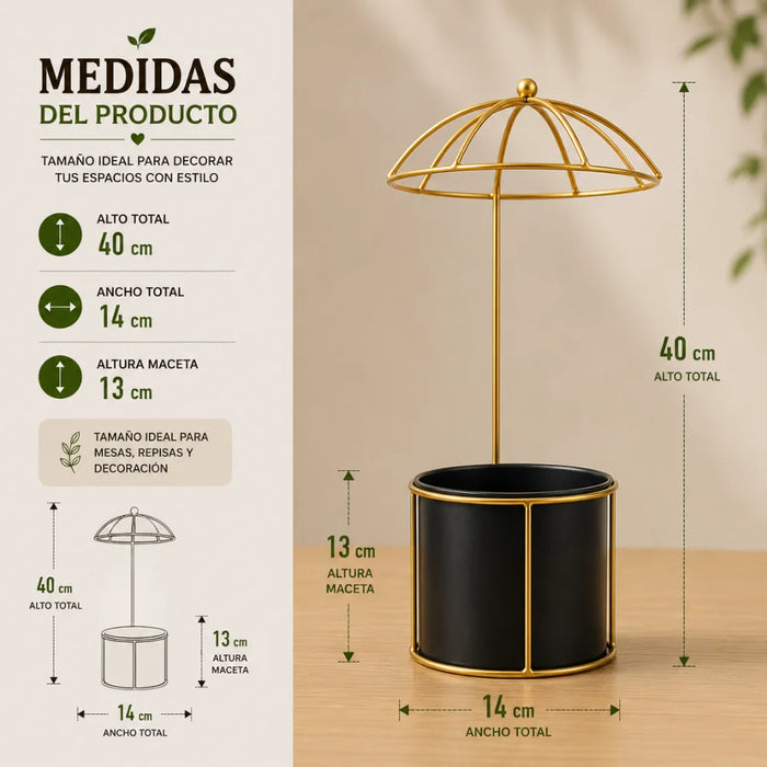 Macetero Metalico Con Pedestal Decorativo Plantas Suculentas