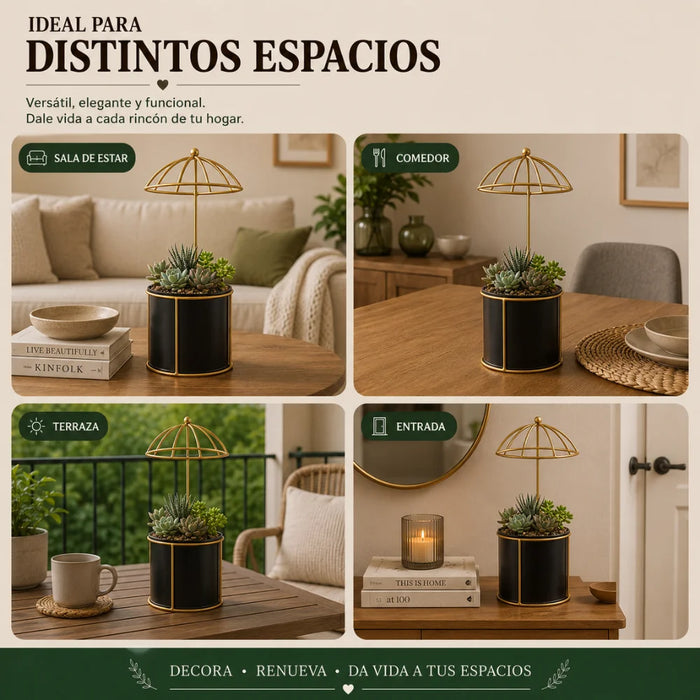 Macetero Metalico Con Pedestal Decorativo Plantas Suculentas