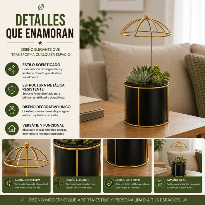Macetero Metalico Con Pedestal Decorativo Plantas Suculentas