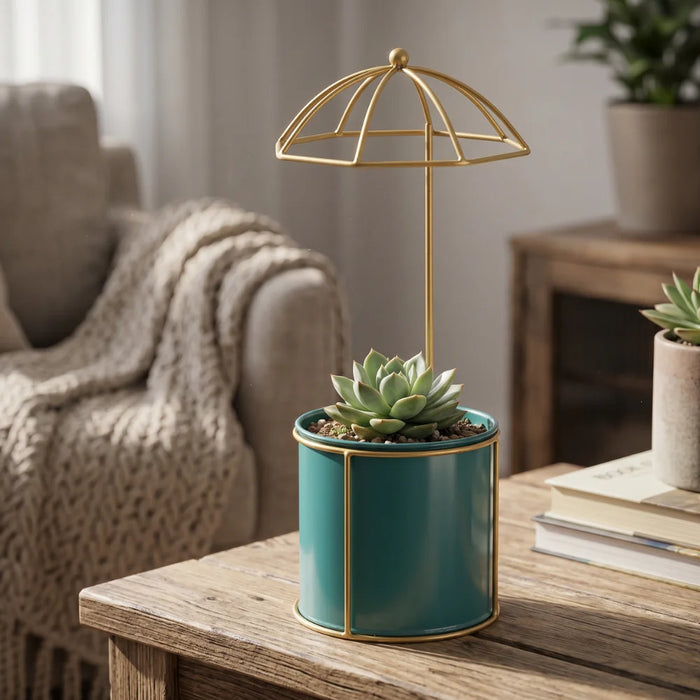 Macetero Metalico Con Pedestal Decorativo Plantas Suculentas