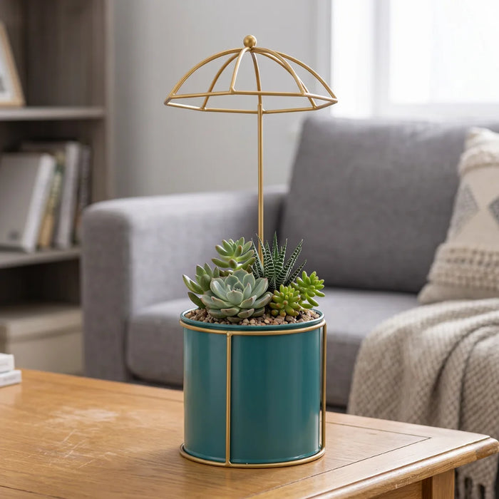 Macetero Metalico Con Pedestal Decorativo Plantas Suculentas