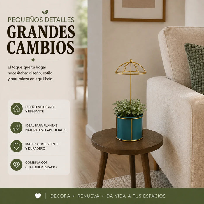 Macetero Metalico Con Pedestal Decorativo Plantas Suculentas