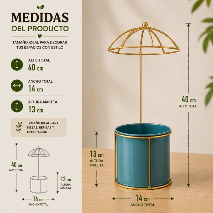 Macetero Metalico Con Pedestal Decorativo Plantas Suculentas