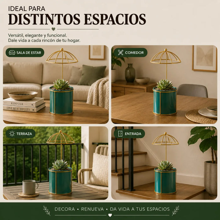 Macetero Metalico Con Pedestal Decorativo Plantas Suculentas