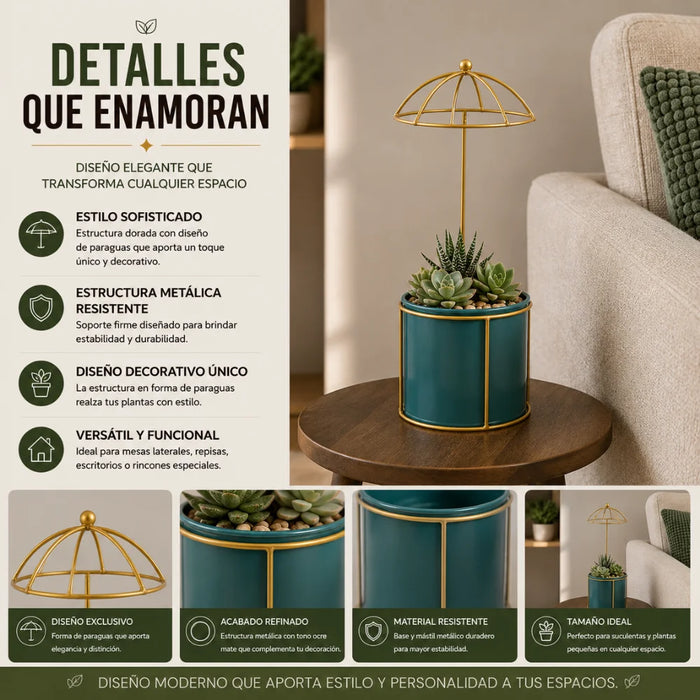 Macetero Metalico Con Pedestal Decorativo Plantas Suculentas
