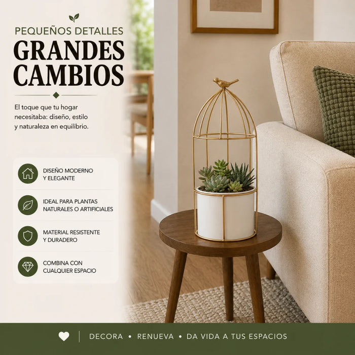 Macetero Metalico Con Pedestal Decorativo Plantas Suculentas