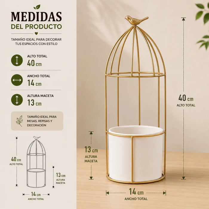 Macetero Metalico Con Pedestal Decorativo Plantas Suculentas