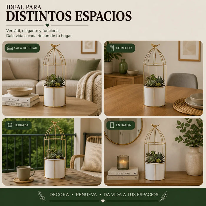 Macetero Metalico Con Pedestal Decorativo Plantas Suculentas