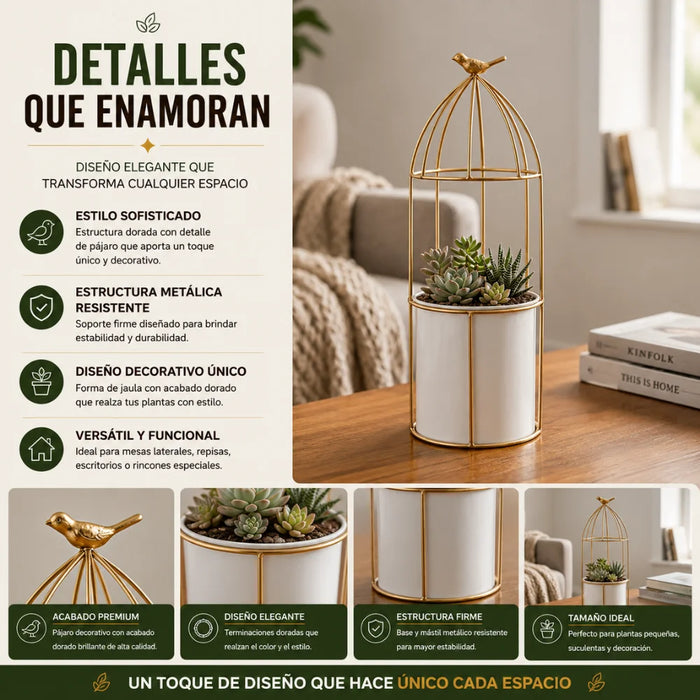 Macetero Metalico Con Pedestal Decorativo Plantas Suculentas