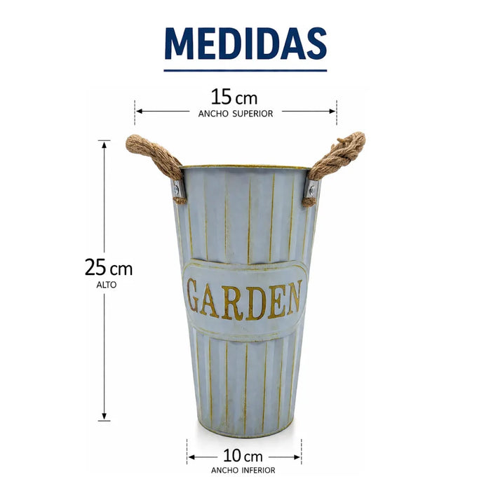 Macetero Metalico Decorativo Celeste Tipo Florero S