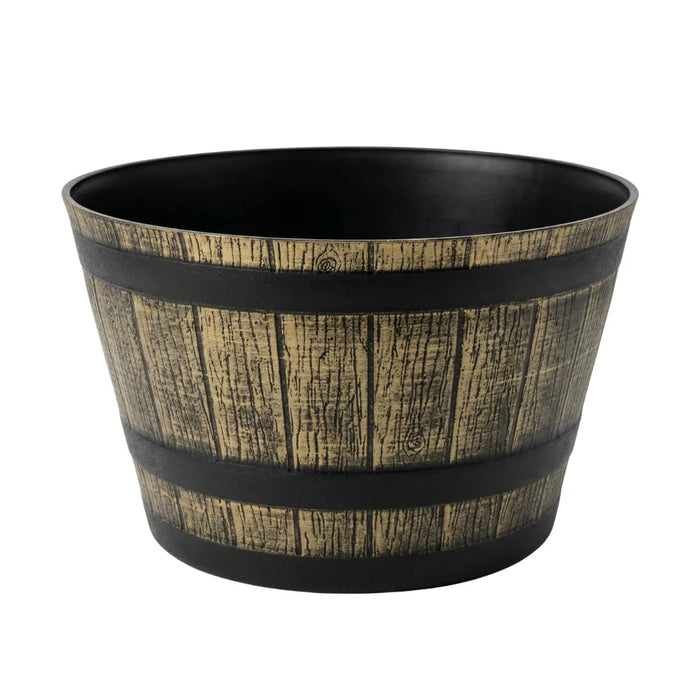 Macetero Plastico Diseño Efecto Barril De Madera Maceta L