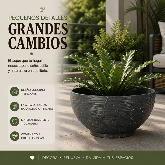 Macetero Plastico Semi Esfera Premium Diseño a Rayas M