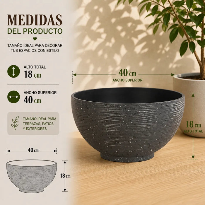 Macetero Plastico Semi Esfera Premium Diseño a Rayas M