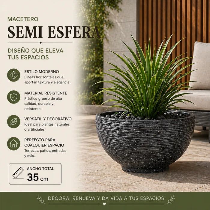 Macetero Plastico Semi Esfera Premium Diseño a Rayas S