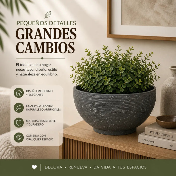 Macetero Plastico Semi Esfera Premium Diseño a Rayas S