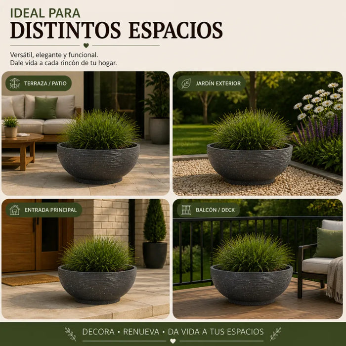 Macetero Plastico Semi Esfera Premium Diseño a Rayas S