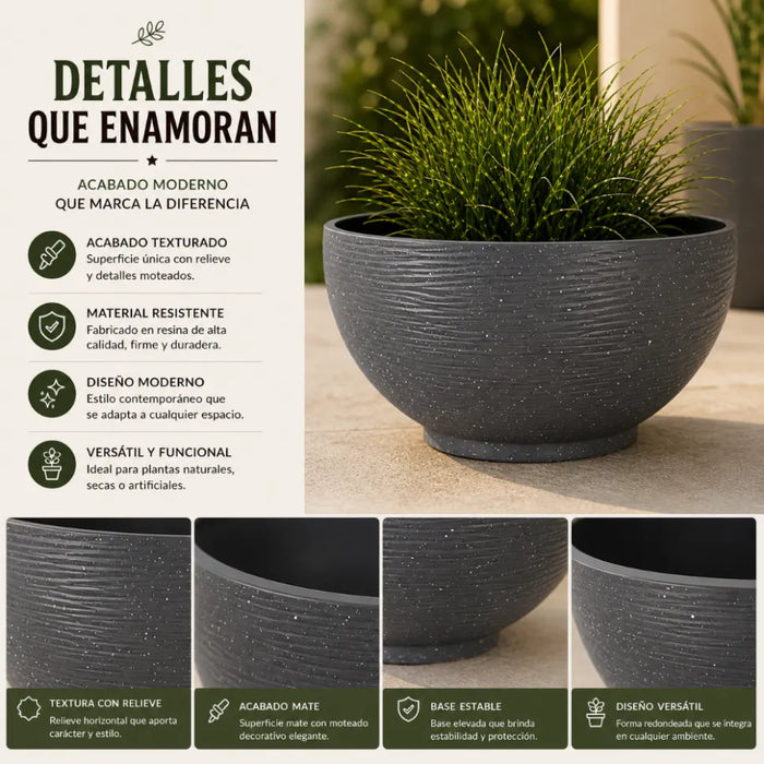 Macetero Plastico Semi Esfera Premium Diseño a Rayas S