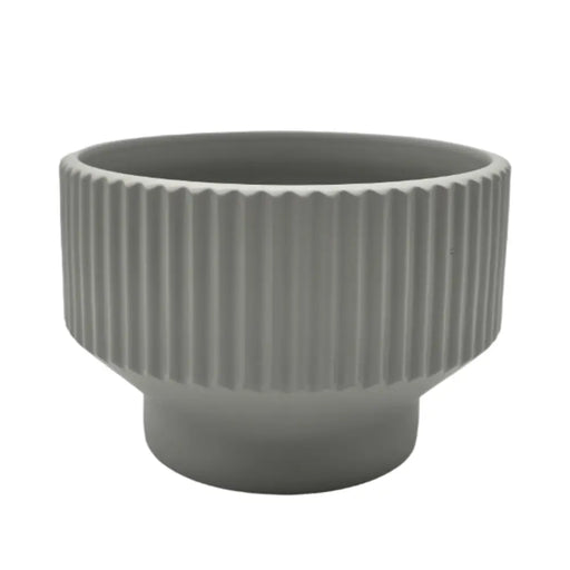 Maceteros Maceta De Ceramica Copon Lineas Gris Mate M - Fliperex