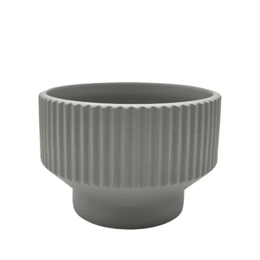 Maceteros Maceta De Ceramica Copon Lineas Gris Mate S - Fliperex