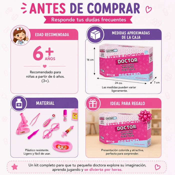 Maletin De Doctora Infantil Set Medico Con Accesorios Niñas