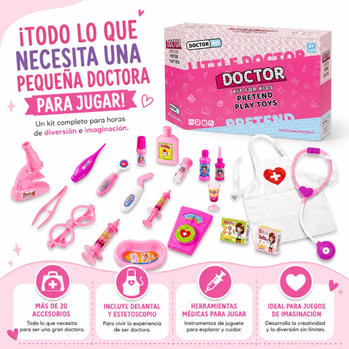 Maletin De Doctora Infantil Set Medico Con Accesorios Niñas