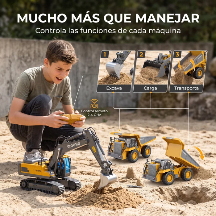 Máquinas De Construcción Control Remoto Metal Recargables Rc