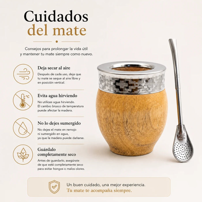 Mate Imperial De Algarrobo Con Virola De Alpaca Artesanal