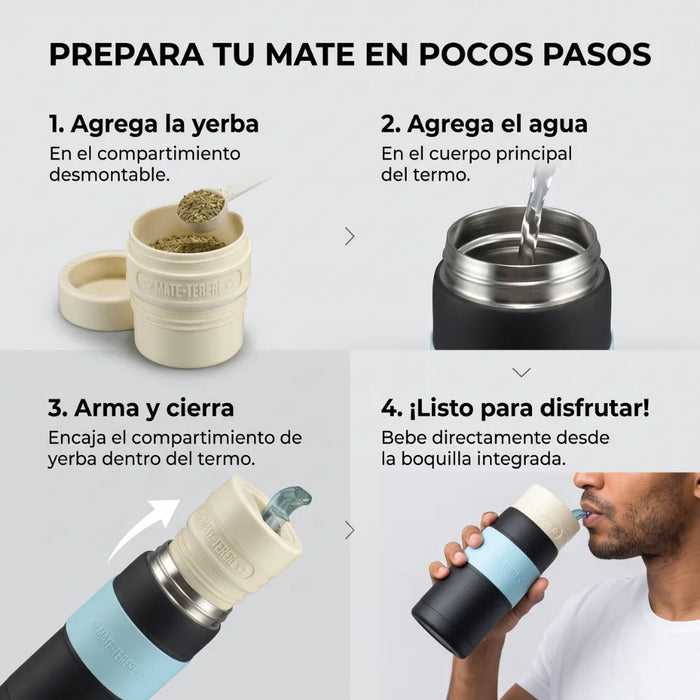 Mate Listo 750 Ml Liso Acero Inoxidable Con Bombilla