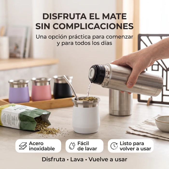 Mate Termico Acero Inoxidable 280 Ml Con Bombilla