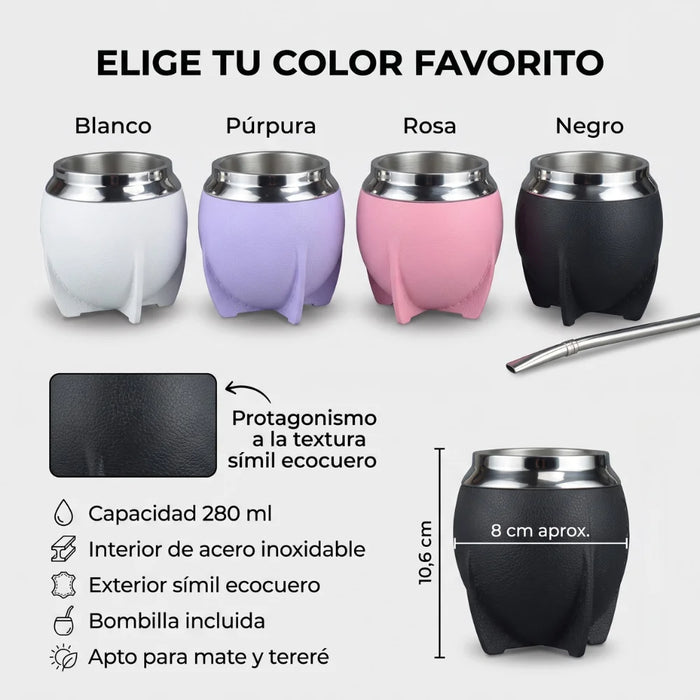 Mate Torpedo Termico Acero Inoxidable 280 Ml Con Bombilla