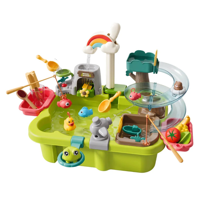 Mesa De Agua Infantil Con Llave Recirculante Tobogán Y Accesorios