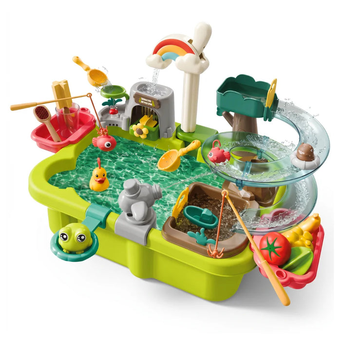 Mesa De Agua Infantil Con Llave Recirculante Tobogán Y Accesorios