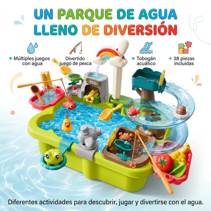 Mesa De Agua Infantil Con Llave Recirculante Tobogán Y Accesorios