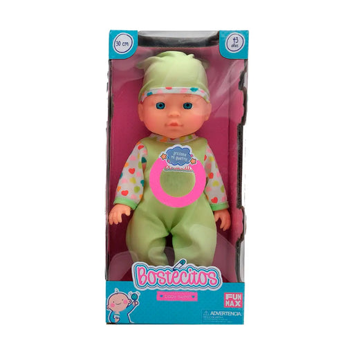 Muñeca Bostecitos Bebe Verde Juguete 30 Cm Original Sonidos - Fliperex