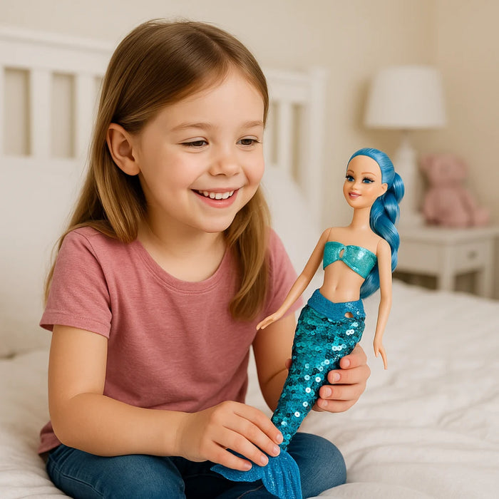 Muñeca Sirena Lovely Con Vestido De Lentejuelas Juguete