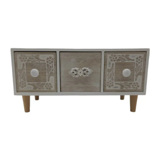 Organizador De Joyas Multiuso Oriental 3 Cajones Blanco - Fliperex