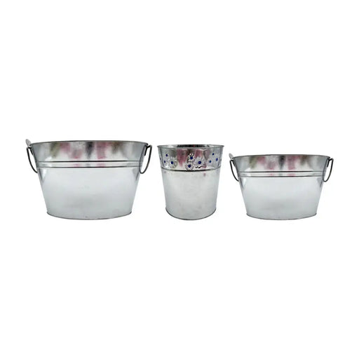 Pack 3 Hieleras Metalicas Vintage Champaña Hielo Tragos Bar - Fliperex