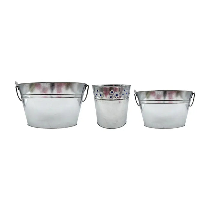 Pack 3 Hieleras Metalicas Vintage Champaña Hielo Tragos Bar - Fliperex