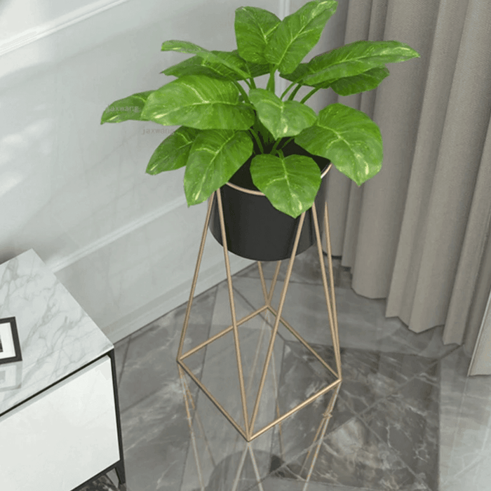 Set 2 Porta Maceteros Pedestal Igual Tamaño Negro Dorados - Fliperex