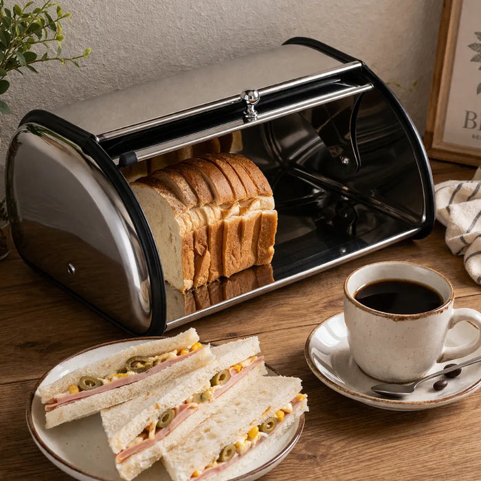 Panera Metálica Vintage Retro Acero Inoxidable Brillante