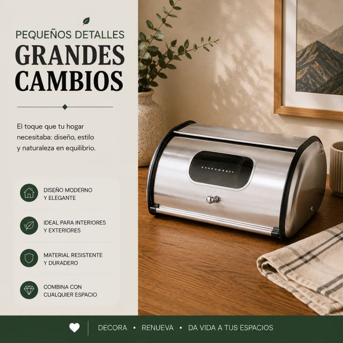Panera Metálica Vintage Retro Acero Inoxidable Mediana